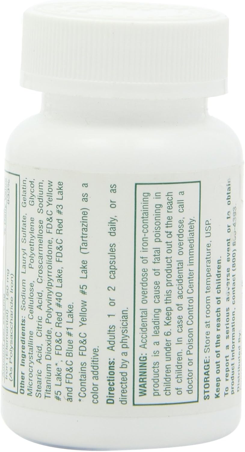 Cypress Pharmaceutical Poly Iron Capsules 150 mg - Dietary Supplement (100 caps) - #185-01