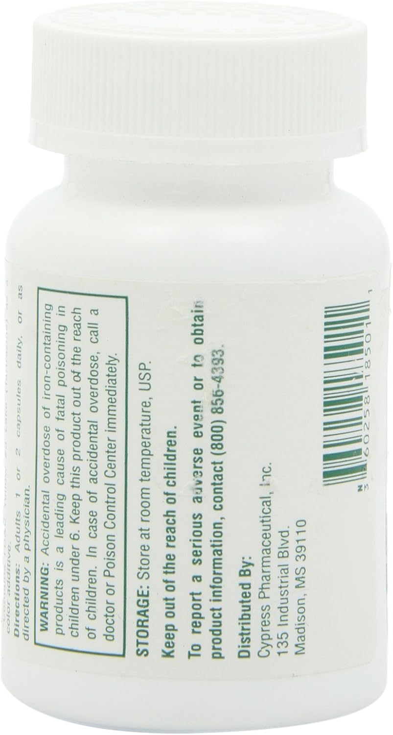 Cypress Pharmaceutical Poly Iron Capsules 150 mg - Dietary Supplement (100 caps) - #185-01