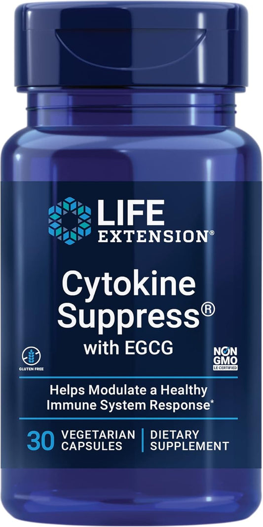 Cytokine Suppress with EGCG - Inflammation Management Supplement - Boosts Immune System - Non-GMO, Gluten-Free - 30 Capsules