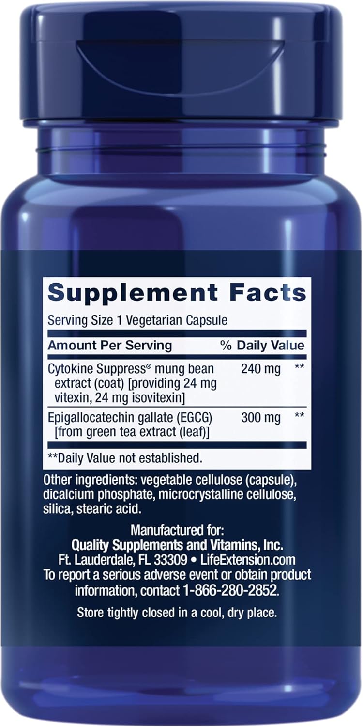 Cytokine Suppress with EGCG - Inflammation Management Supplement - Boosts Immune System - Non-GMO, Gluten-Free - 30 Capsules