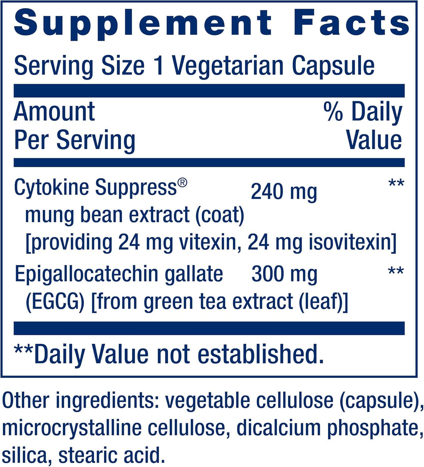 Cytokine Suppress with EGCG - Inflammation Management Supplement - Boosts Immune System - Non-GMO, Gluten-Free - 30 Capsules