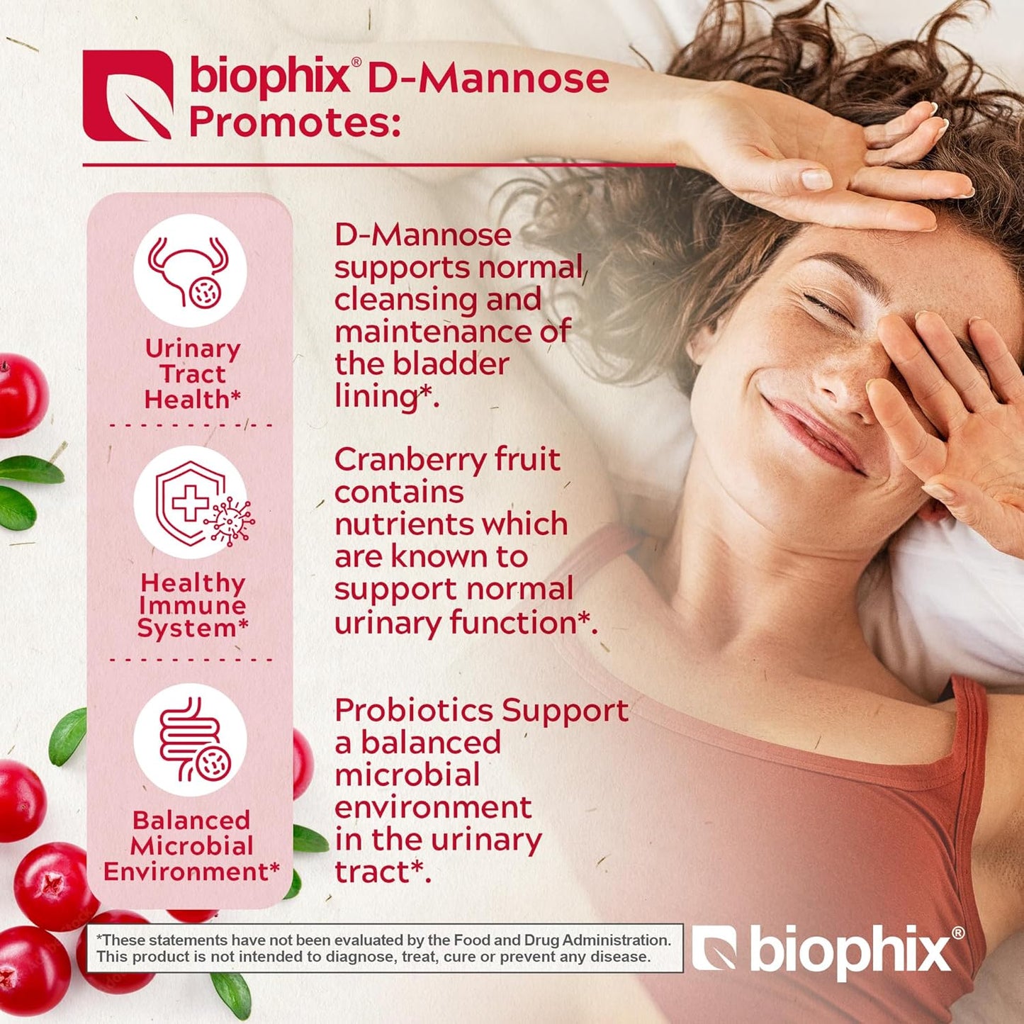 D-Mannose Capsules with Cranberry & Probiotics - 1000mg for Women's Urinary Health - 120 Vcaps for Digestive Wellness