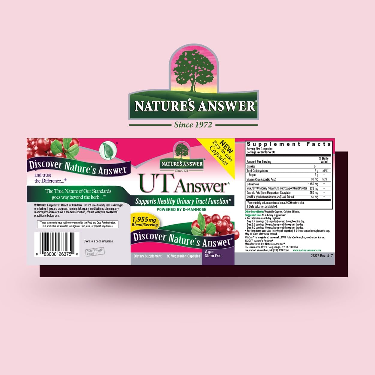 D-Mannose Cranberry Capsules for Urinary Tract Support - 90 Count x 2 Pack | Promotes Healthy Bladder Function & Natural Detoxification