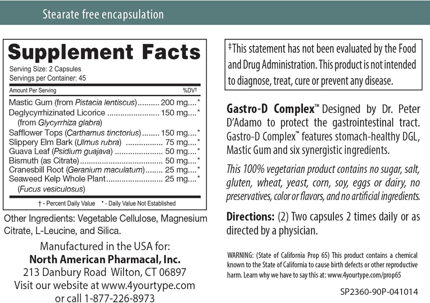 D'Adamo Personalized Nutrition Gastro-D Complex Capsules - 2 Pack, 90 Count