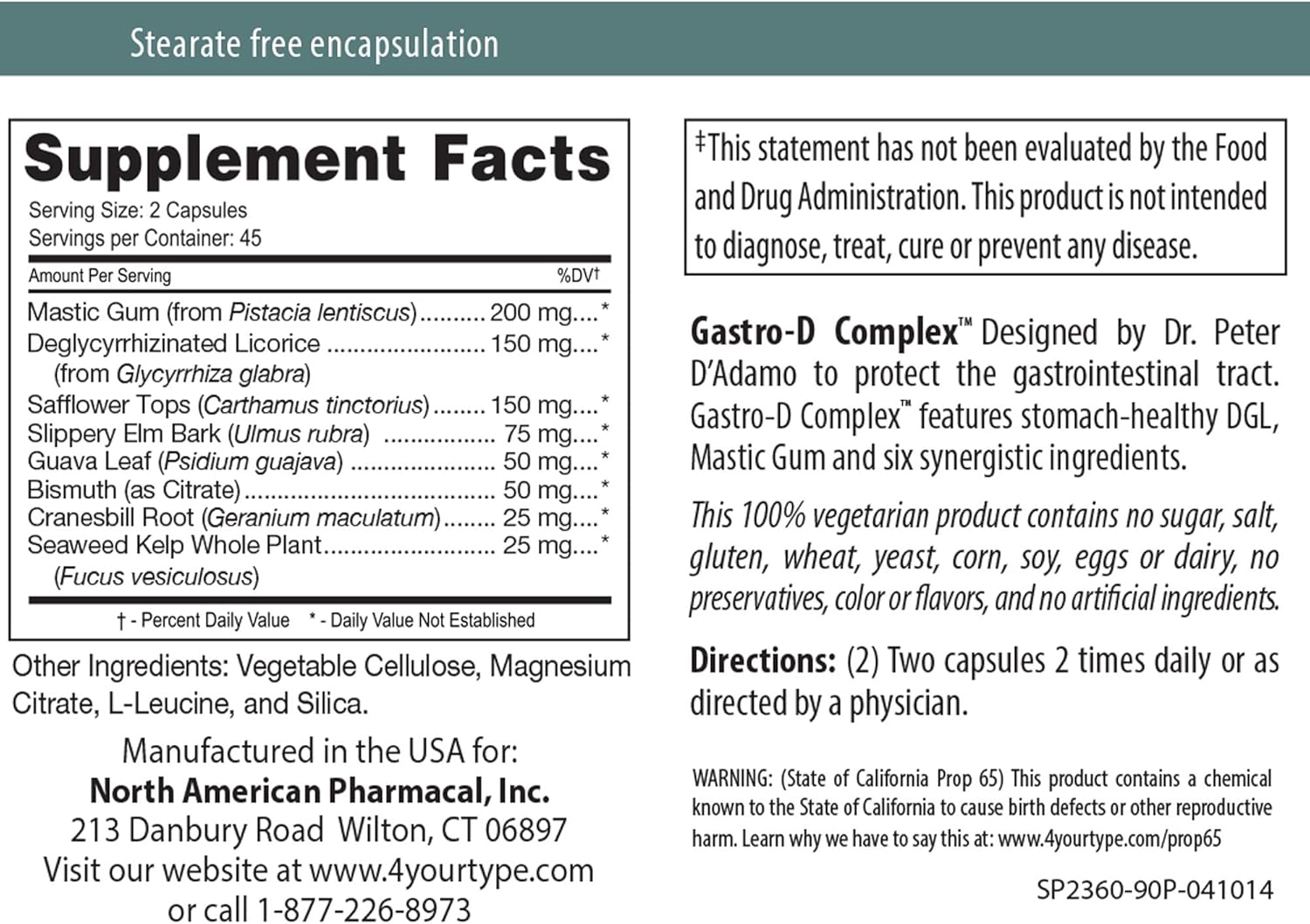 D'Adamo Personalized Nutrition Gastro-D Complex Capsules - 2 Pack, 90 Count