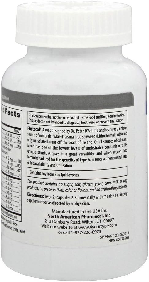 D'Adamo Personalized Nutrition Phytocal A Vitamin Capsules - 120 Count