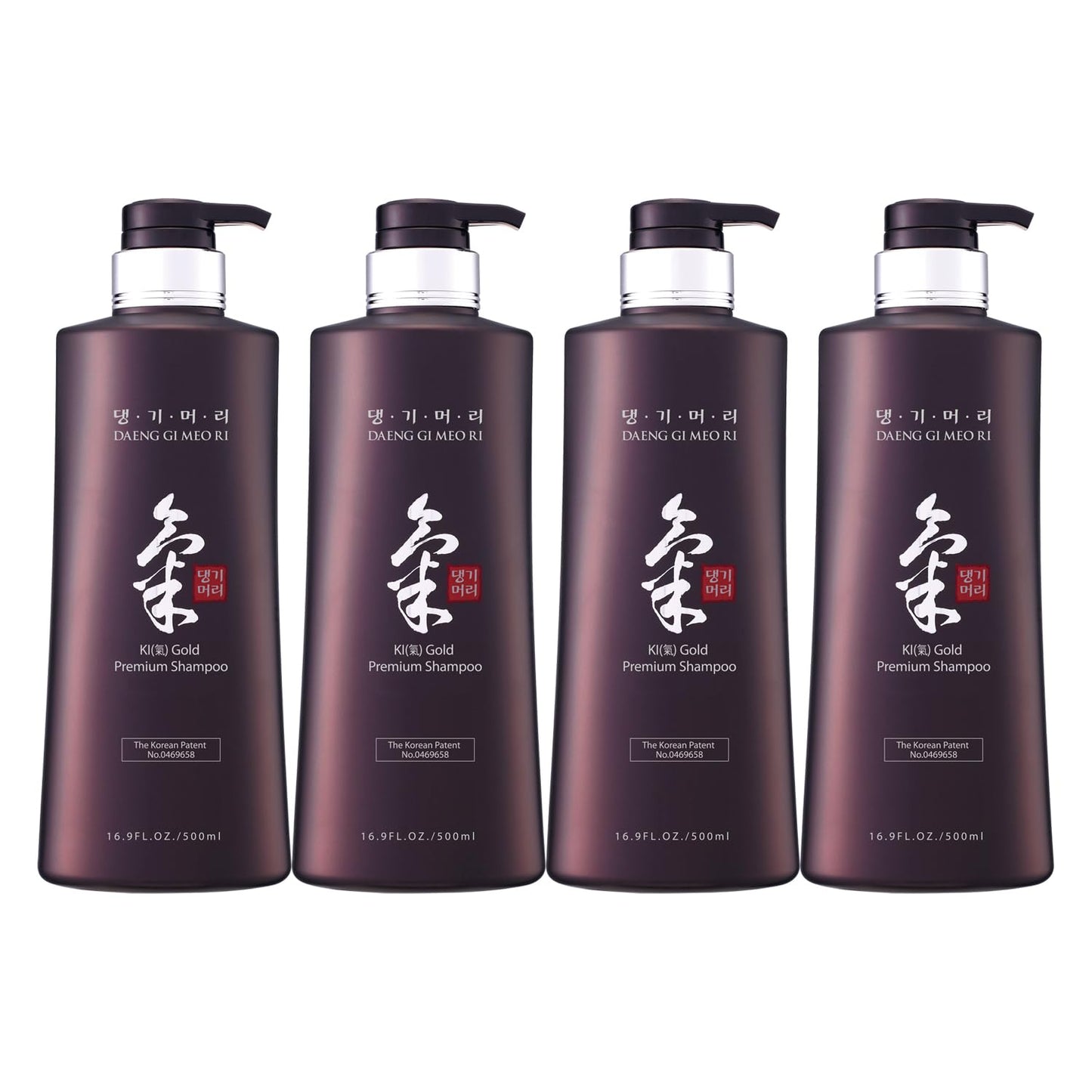 Daeng Gi Meo Ri- Ki Gold Premium Shampoo 4-Pack - 500ml x4 Bottles, Hydrating Formula for Dry Hair, No Artificial Color