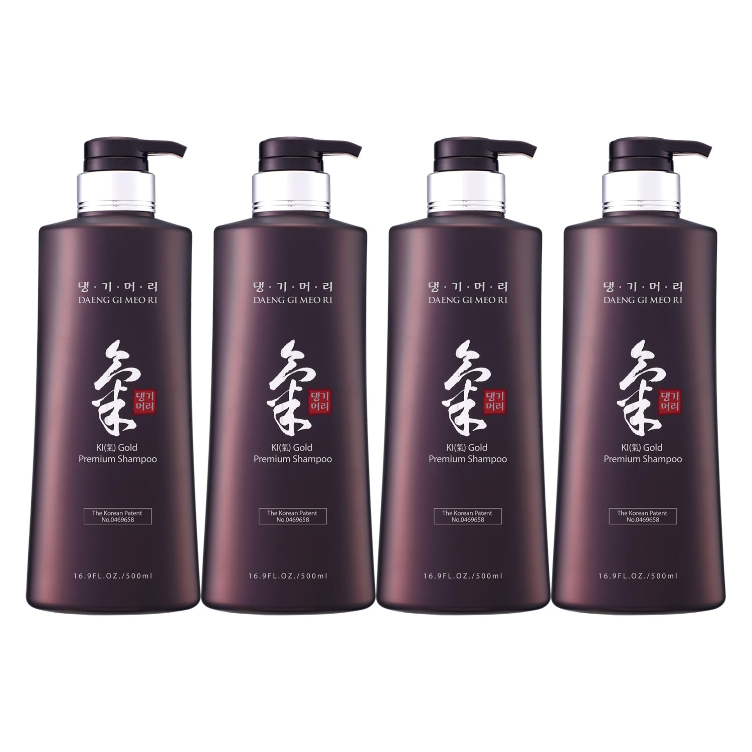 Daeng Gi Meo Ri- Ki Gold Premium Shampoo 4-Pack - 500ml x4 Bottles, Hydrating Formula for Dry Hair, No Artificial Color