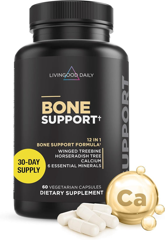 Daily Calcium Supplement for Bone Health, Vegetarian Capsules with Magnesium, Zinc, Vitamin D3 & K2 - Support Bone Density, Strength & Growth in Women & Men - Non-GMO (60 Capsules)