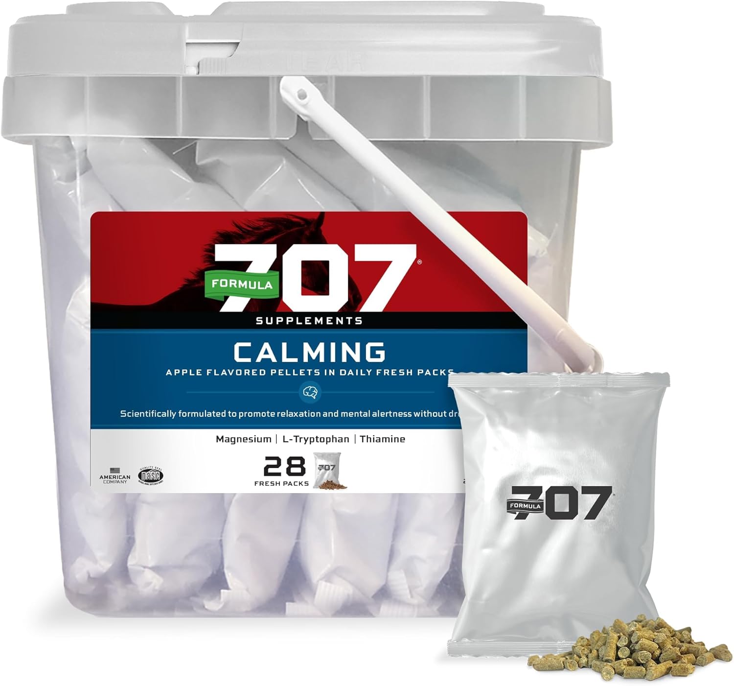 Daily Fresh Packs Formula 707 Calming Equine Supplement - Anxiety Relief & Focus for Horses with L-Tryptophan, Thiamine, & Magnesium