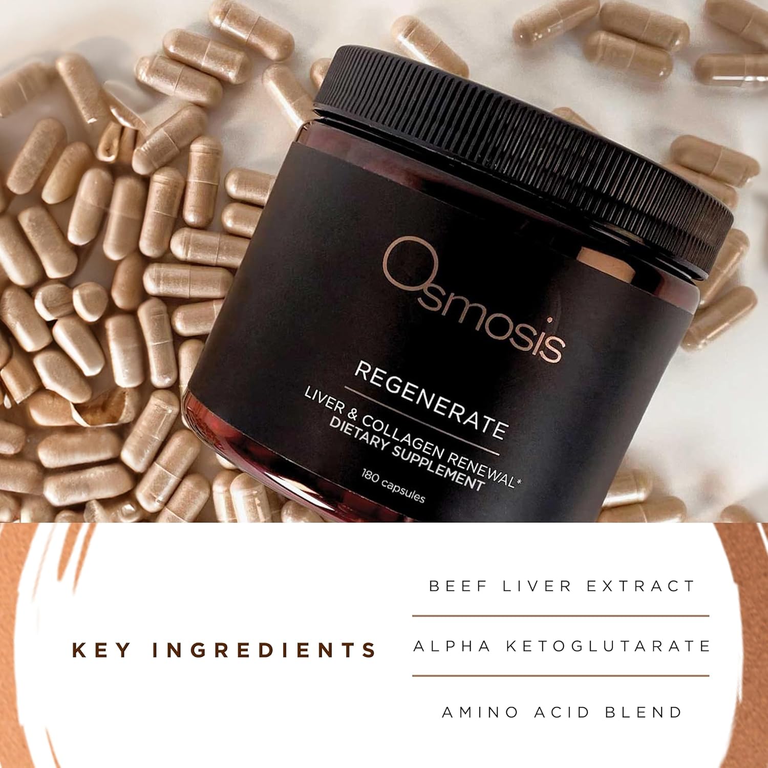 Daily Liver and Collagen Supplement with Vitamins A, C, D, and E - 180 Count for Men and Women by OSMOSIS Regenerate