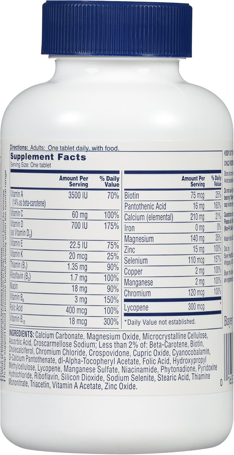 Daily Multivitamin Multimineral Supplement Tablets for Overall Health and Wellness