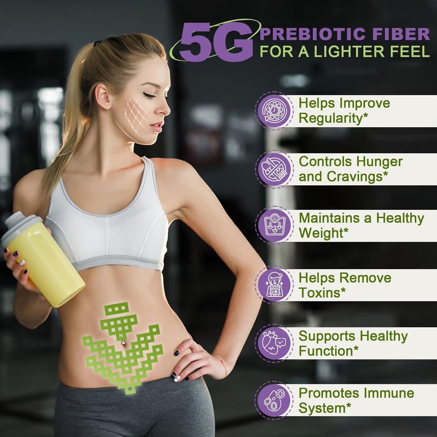 Daily Nature Target Soluble Prebiotic Fiber Powder - High Fiber Gut Health Supplement for Digestive Regularity, Gluten & Sugar Free, Keto Friendly - 70 Servings