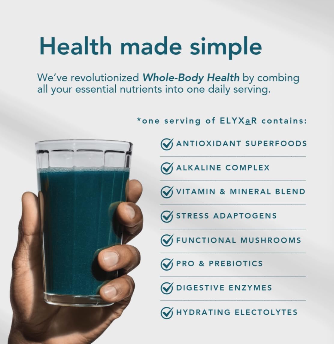 Daily Superfood Complex Powder with 60+ Vitamins, Minerals, Stress Adaptogens, Probiotics - 30 Servings