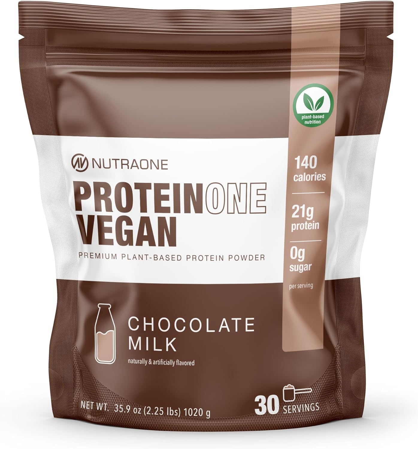 Dairy-Free Chocolate Milk Vegan Protein Powder with Pea and Rice Protein - NutraOne ProteinOne