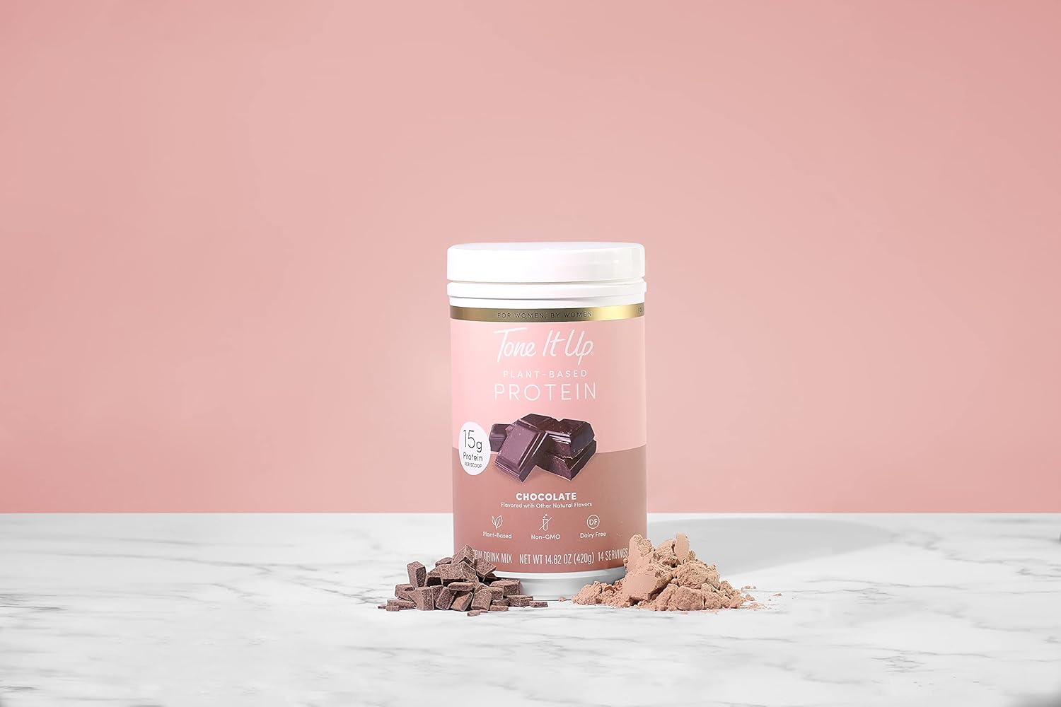 Dairy-Free Chocolate Plant-Based Protein Powder for Women - Non-GMO Pea & Chia Seed Protein, Oat Milk, Gluten-Free, Kosher - 14 Servings, 15g Protein
