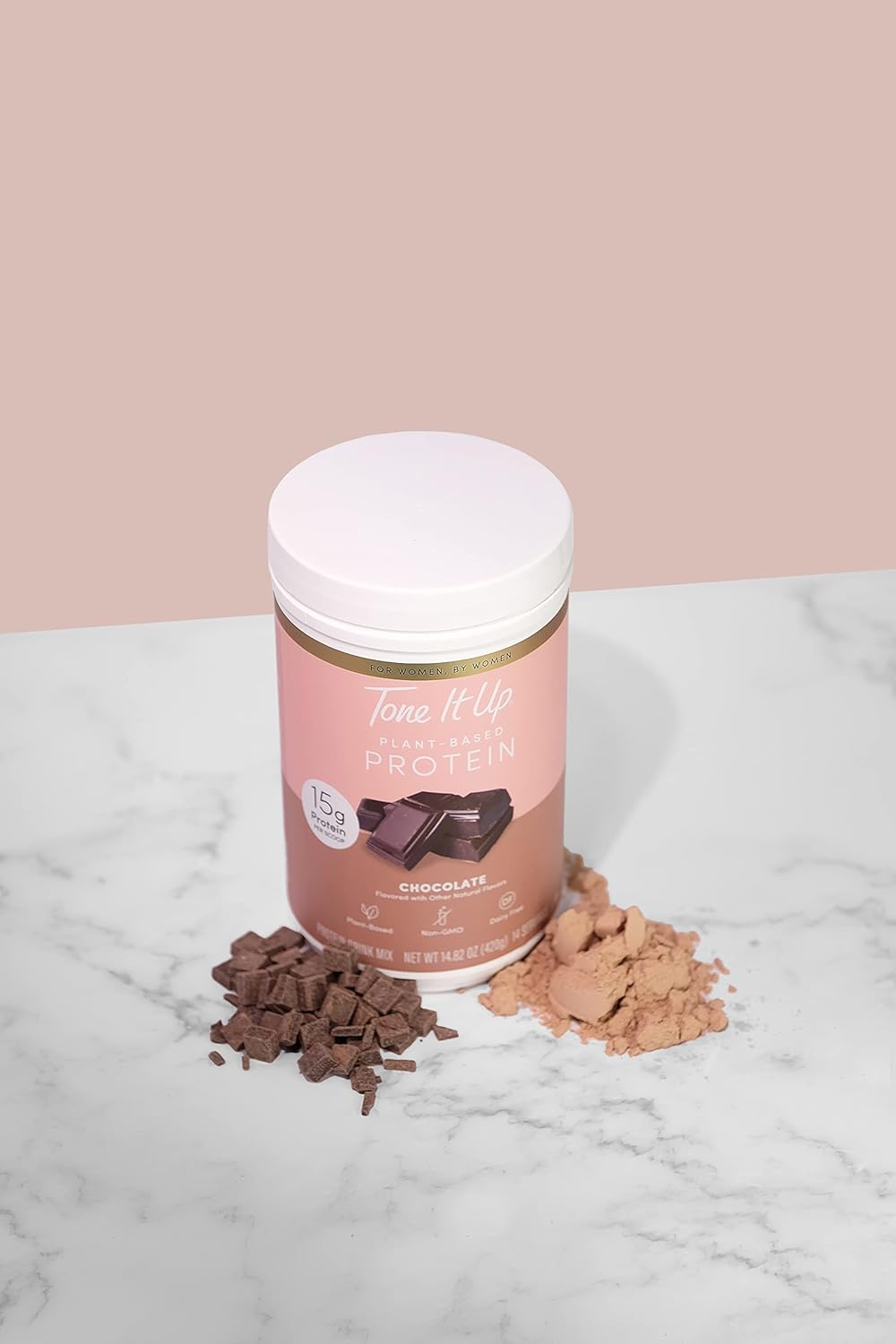 Dairy-Free Chocolate Plant-Based Protein Powder for Women - Non-GMO Pea & Chia Seed Protein, Oat Milk, Gluten-Free, Kosher - 14 Servings, 15g Protein