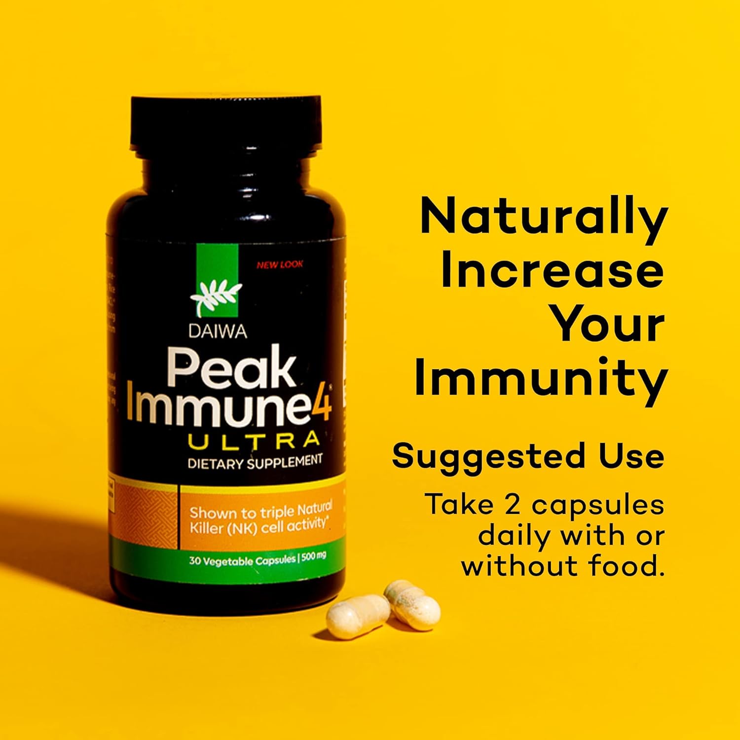 Daiwa PeakImmune4 Supplement - Natural Immune Support with RBAC Rice Bran & Shiitake Mushroom Extract