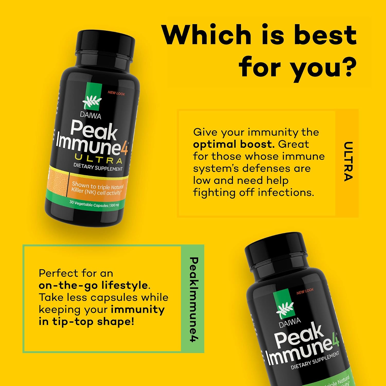 Daiwa PeakImmune4 Supplement - Natural Immune Support with RBAC Rice Bran & Shiitake Mushroom Extract