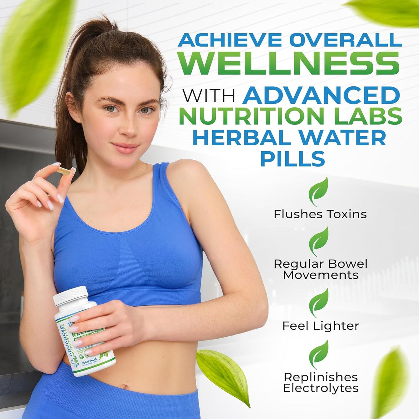 Dandelion Extract Diuretic Water Pills for Water Retention & Bloating - Natural Water Relief Supplement for Swollen Legs & Feet - 60 Capsules