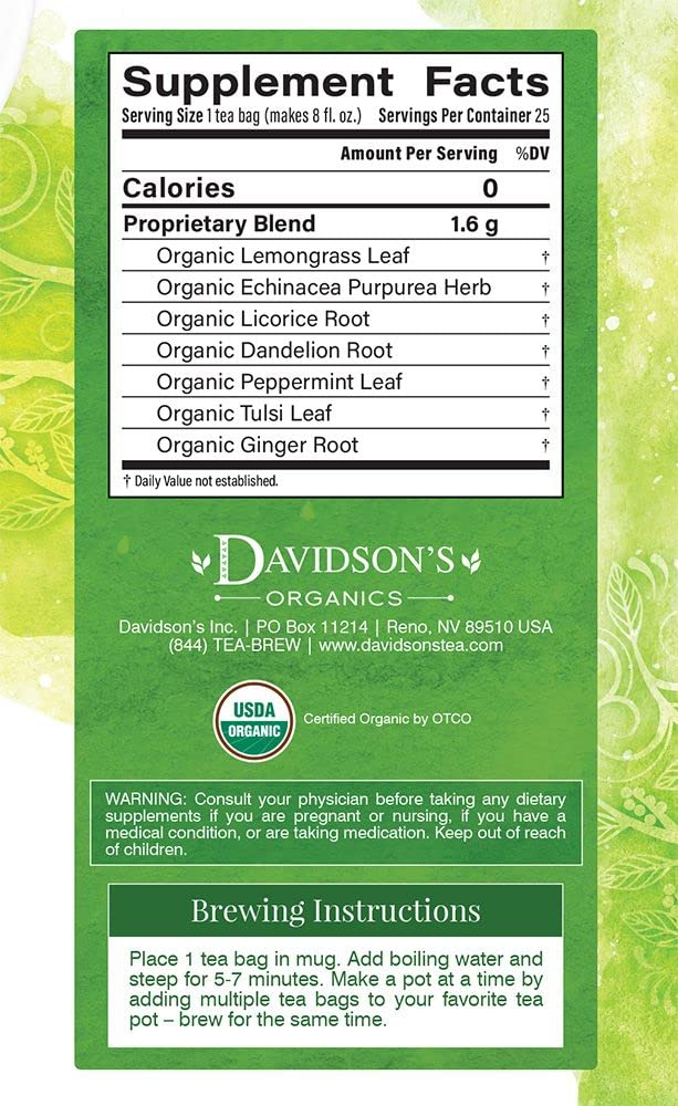 Davidson's Organics Ayurvedic Infusions Detox Tea Bags, 25-count, 6 Pack