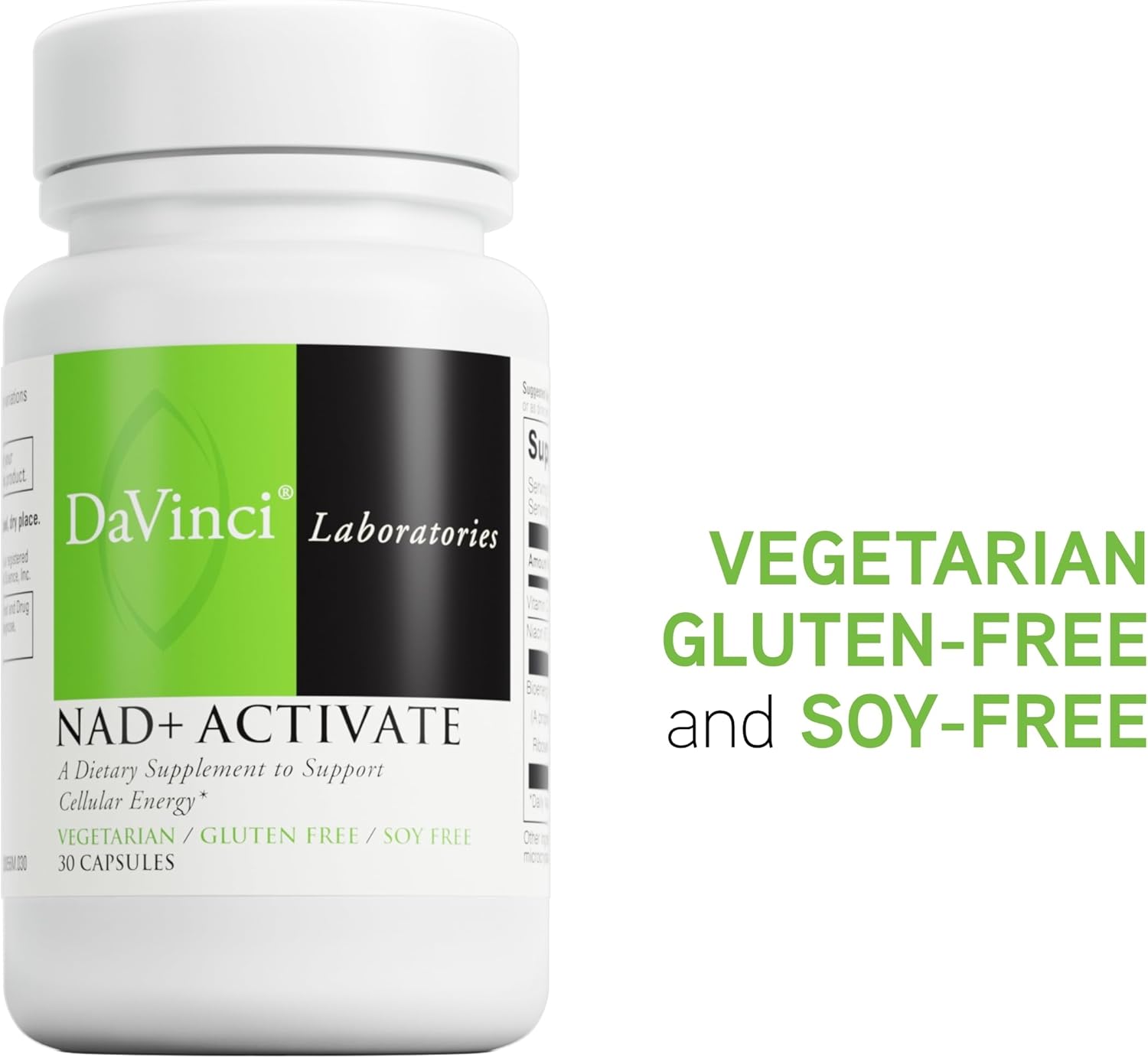 DAVINCI Labs NAD+ Activate: NAD Supplement with Vitamin C & Niacin for Brain Health & Cellular Energy - Vegetarian, Gluten-Free - 30 Capsules