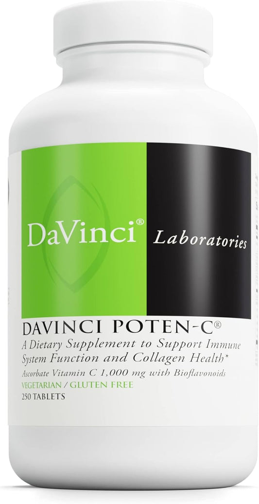 DAVINCI Labs Poten-C Tablets: Immune System & Collagen Support with Vitamin C & Minerals - Vegetarian & Gluten-Free