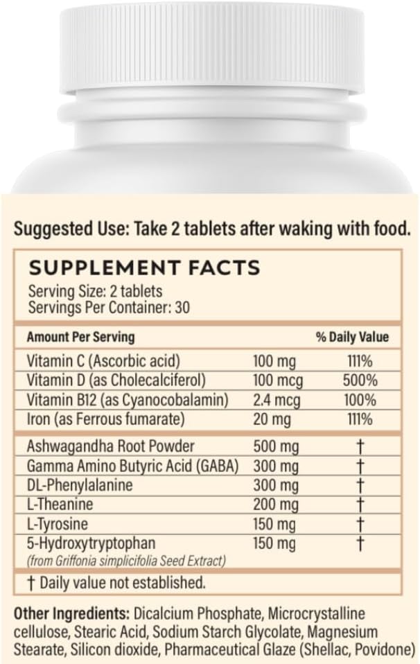 Day & Night Mood, Energy, and Sleep Support Supplement - 30-Day Supply with 120 Capsules