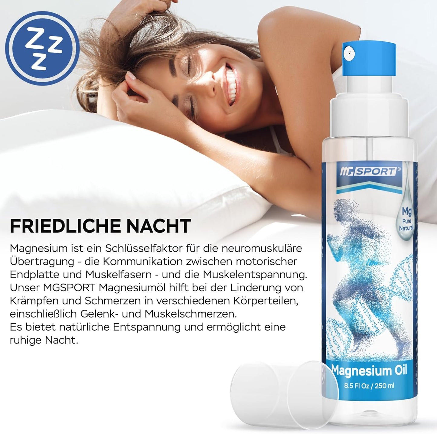 Dead Sea Magnesium Oil Spray - 250ml for Sleep, Muscle Recovery & Cramps - High Absorption, Pure Magnesium Chloride - 1,400 Sprays, 8mg Mg/spray, No Preservatives