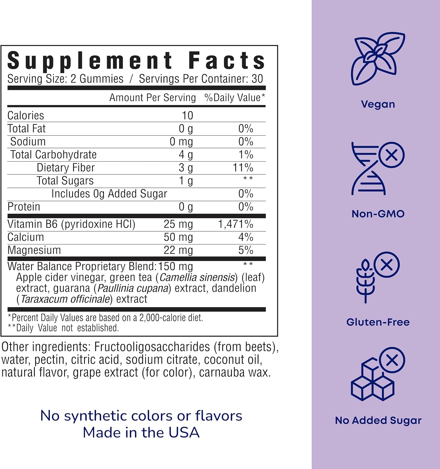 Debloat Gummy with Apple Cider Vinegar & Dandelion for Bloating Relief, Water Retention, Energy Support - 60 Vegan Gummies