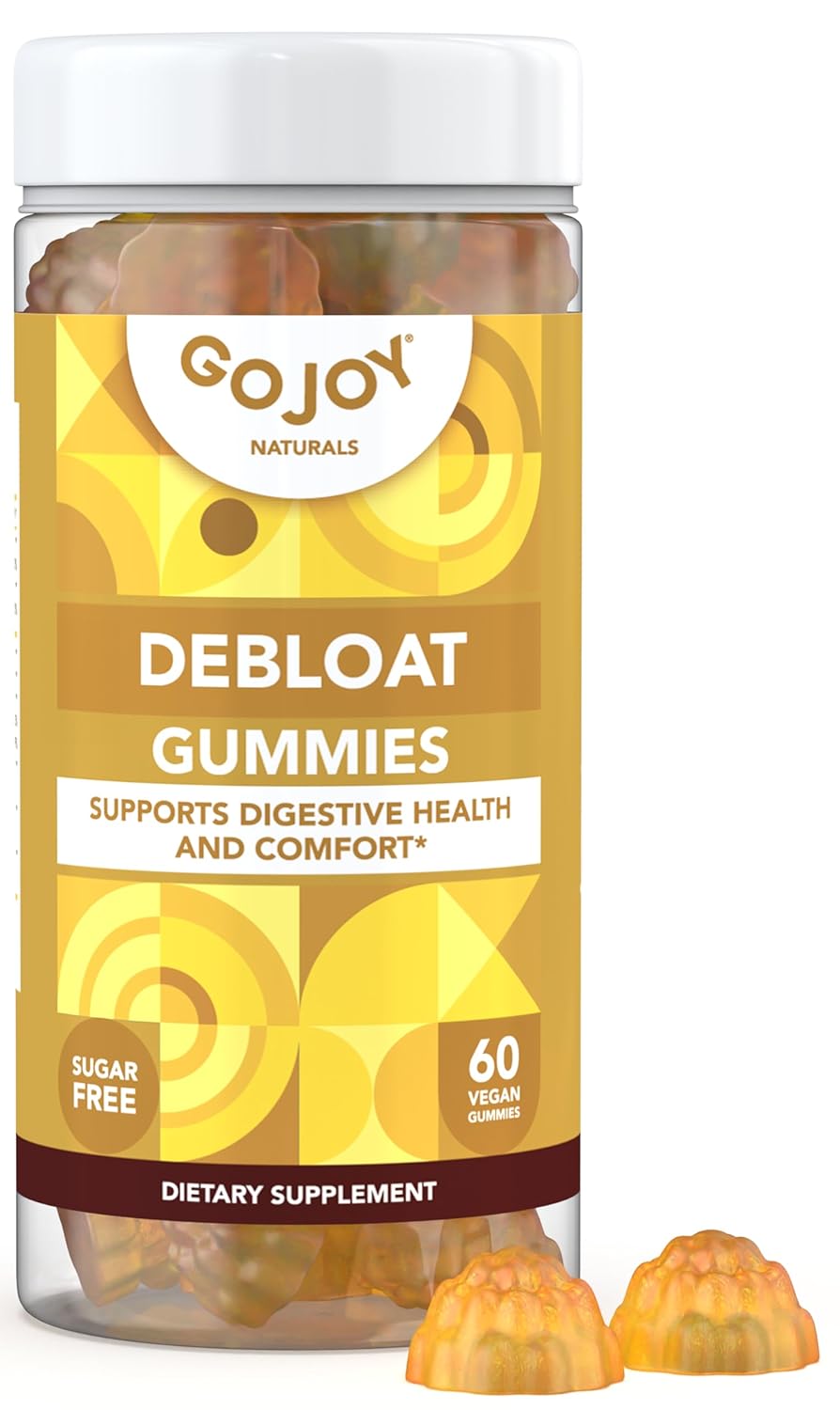 Debloat with GOJOY NATURALS Lemon Gummies - Herbal Supplement for Gut Health, Digestive Support - Non-GMO, Vegan, Gluten-Free (30 Servings)
