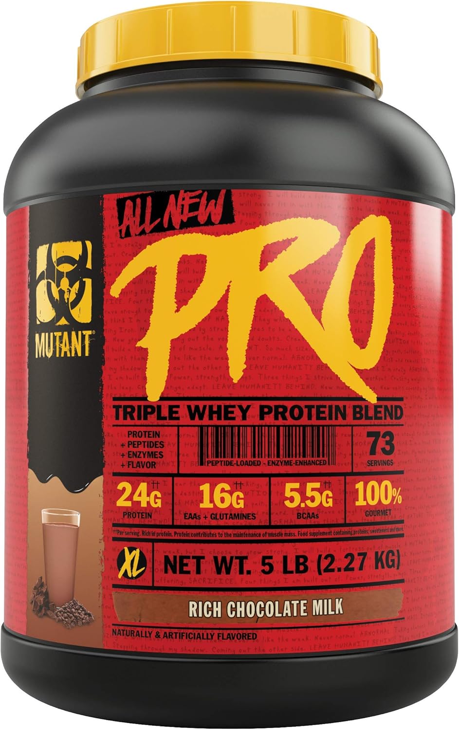 Decadent Gourmet Flavors Mutant Pro Triple Whey Protein Powder Supplement 5 lbs Rich Chocolate Time-Released Enhanced Amino Acid Absorption