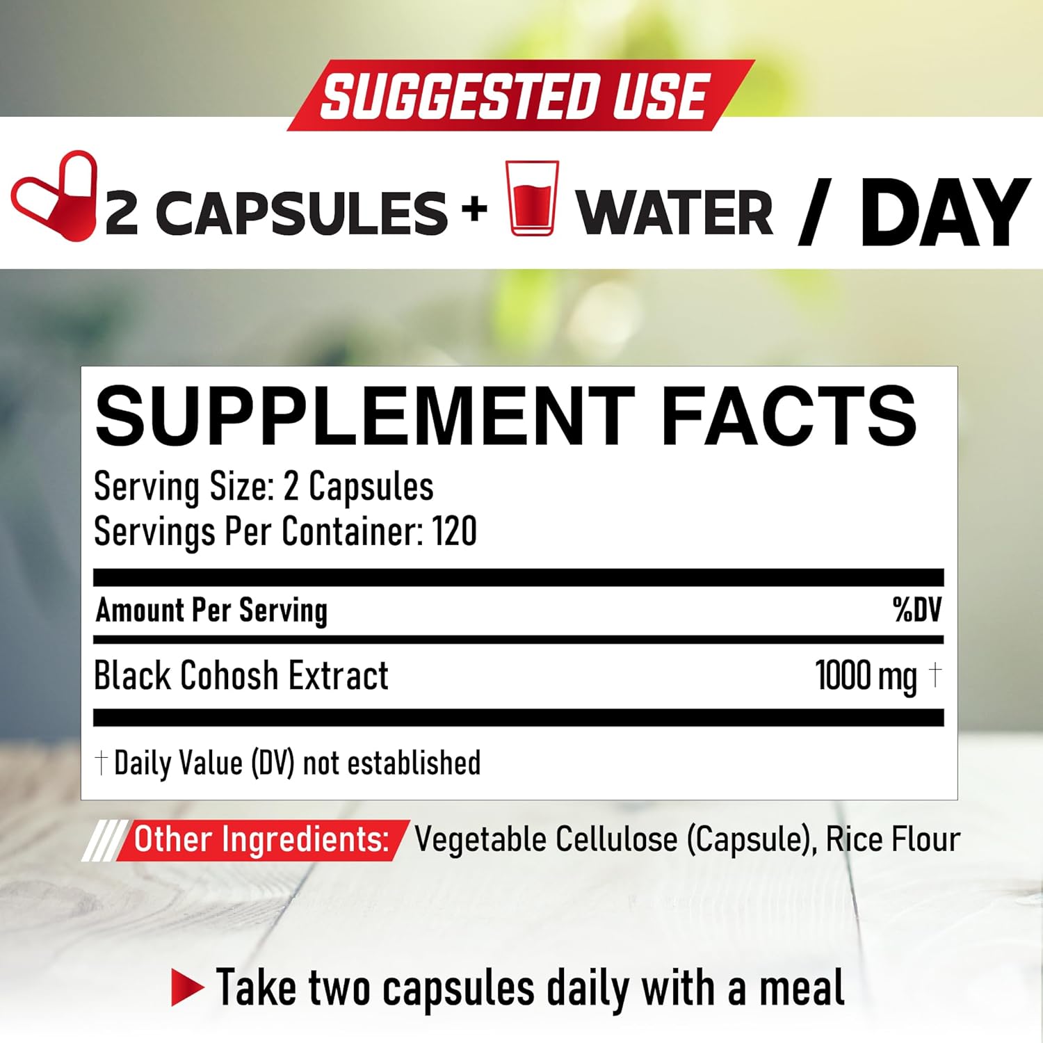 Dedicated 1000mg Black Cohosh Capsules - 4-Month Supply for Menopause Hot Flashes, Women's Health & Immune Support