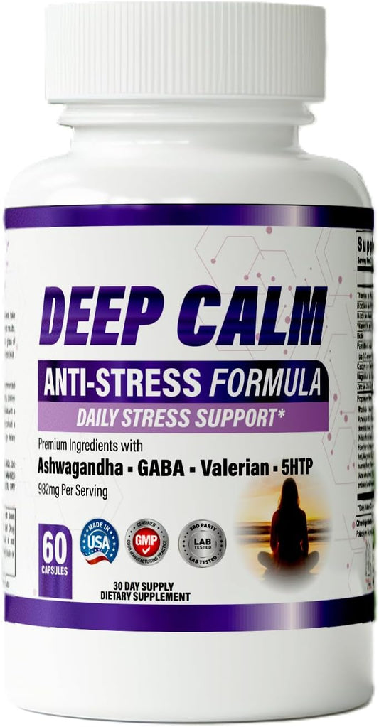 Deep Calm Stress Support Supplement - 60 Capsules, Natural Anxiety Relief, 30 Day Supply