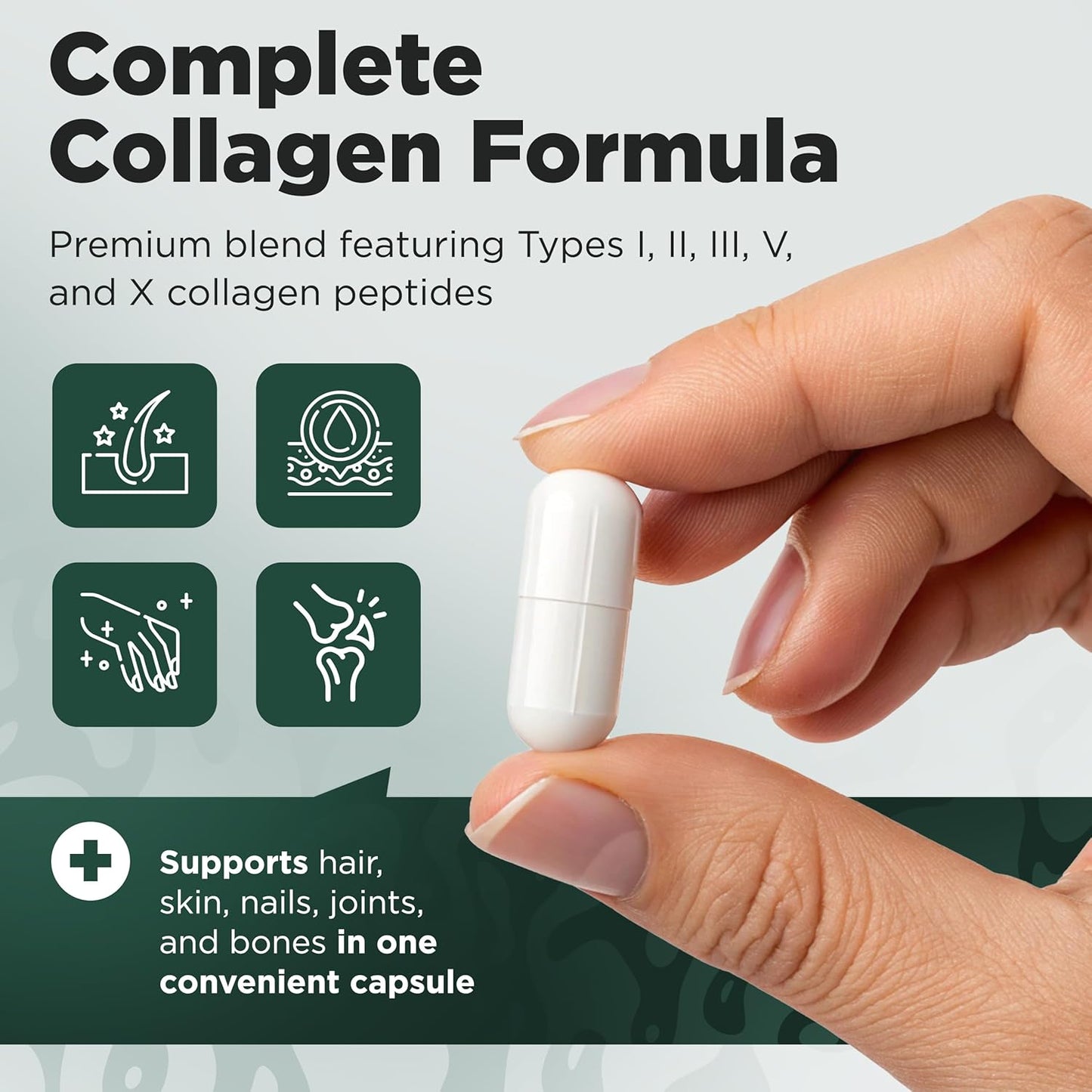 DelaVita Complete Collagen Capsules for Women - Types I, II, III, V, X, 1800mg - Hair, Skin, Nails, Joints & Bone Health - High Absorption - Anti-Aging - Non-GMO, Gluten-Free - 90 Capsules