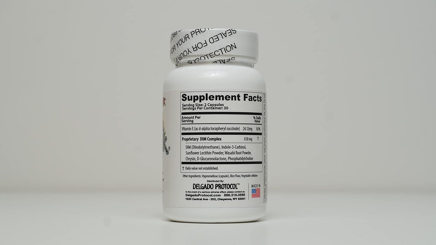 Delgado Protocol Estroblock PRO Triple Strength - 60 Capsules, DIM & Indole 3-Carbinol for Hormonal Balance, Acne - Anti Estrogen Aromatase Inhibitor. Soy Free, Dairy Free, Non-GMO.