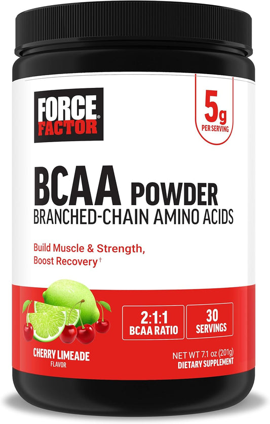 Delicious Cherry Limeade BCAA Amino Acids Supplement for Muscle Recovery - No Artificial Colors or Flavors - 30 Servings