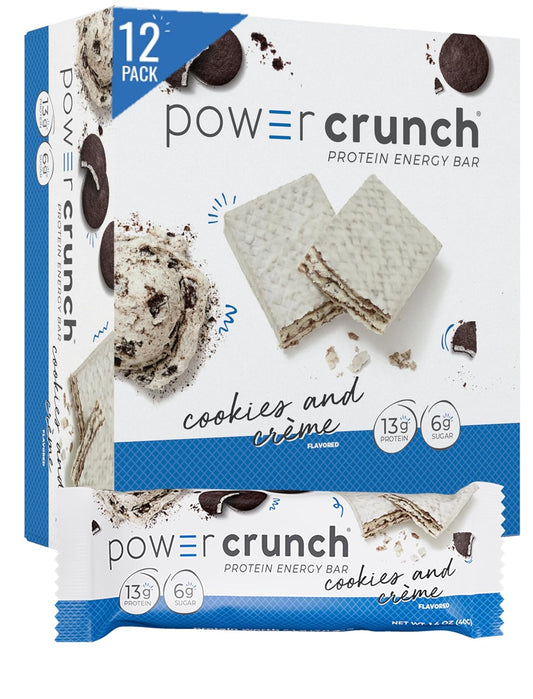 Delicious Cookies and Crème Power Crunch Protein Bars - High Protein Snacks (12 Count, 1.4 oz)