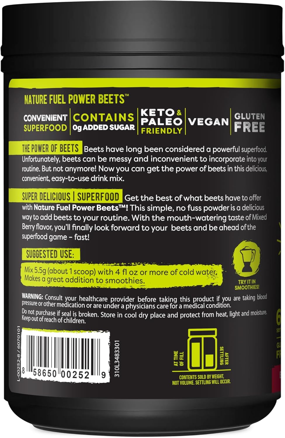 Delicious Mixed Berry Power Beets Powder - Natural Energy & Stamina Supplement, Supports Circulation - Non-GMO Superfood (60 Servings)