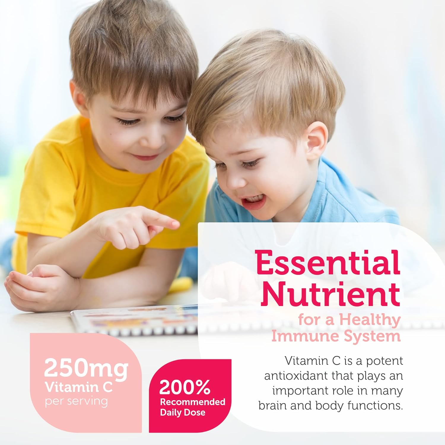 Delicious Orange Flavored Chewable Vitamin C for Kids - 500 Count - Immune Support and Antioxidant Boost - Kosher Formula for Children's Immunity