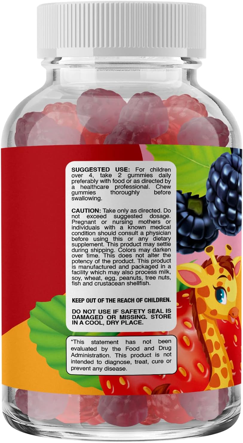 Delicious Sugar-Free Fiber Gummies for Kids - Non-GMO Vegan Supplement for Digestive & Immune Support