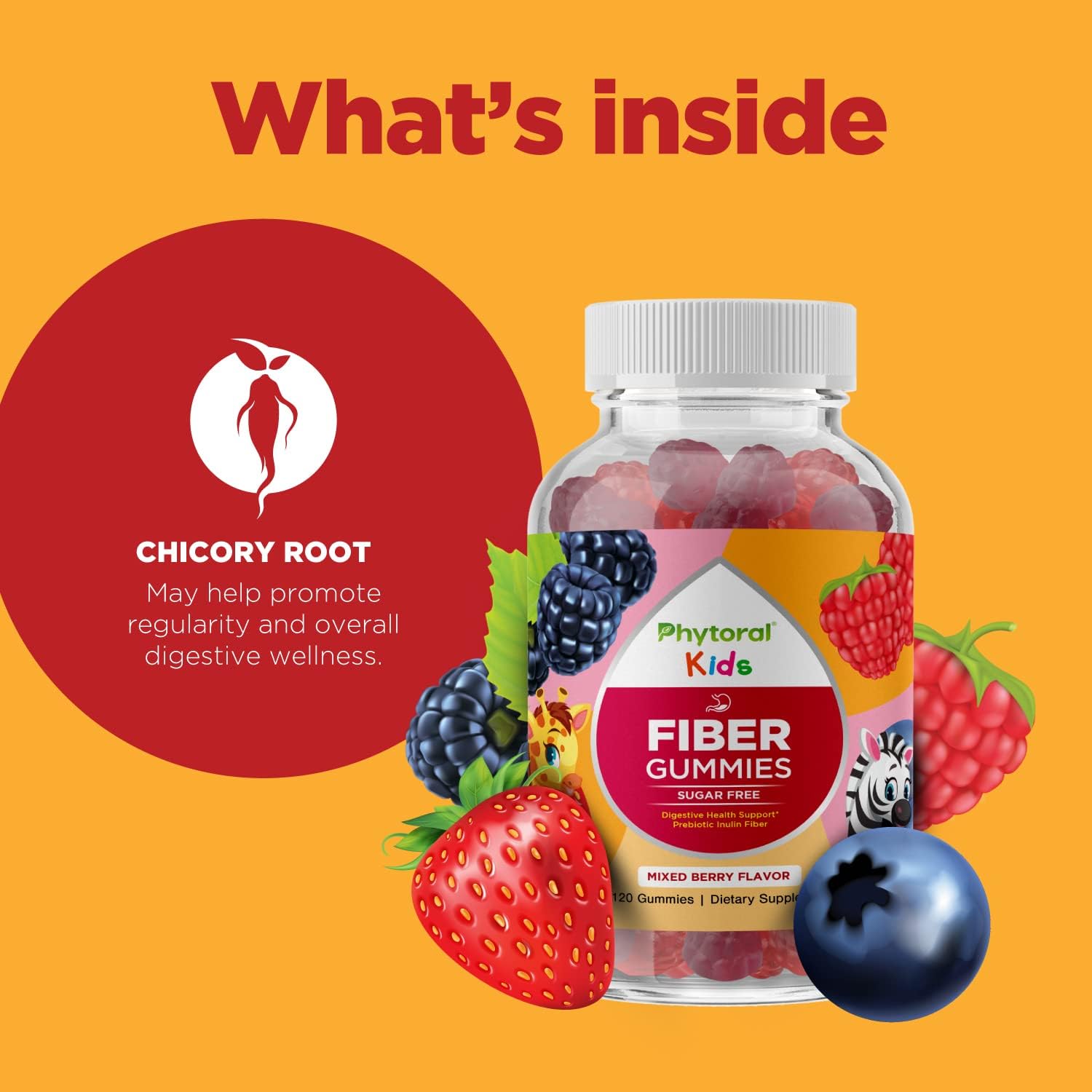 Delicious Sugar-Free Fiber Gummies for Kids - Non-GMO Vegan Supplement for Digestive & Immune Support