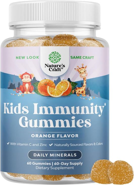 Delicious Vegan Kids Immunity Gummies with Vitamin C, Zinc, and Echinacea - Gluten-Free Chewable Supplement