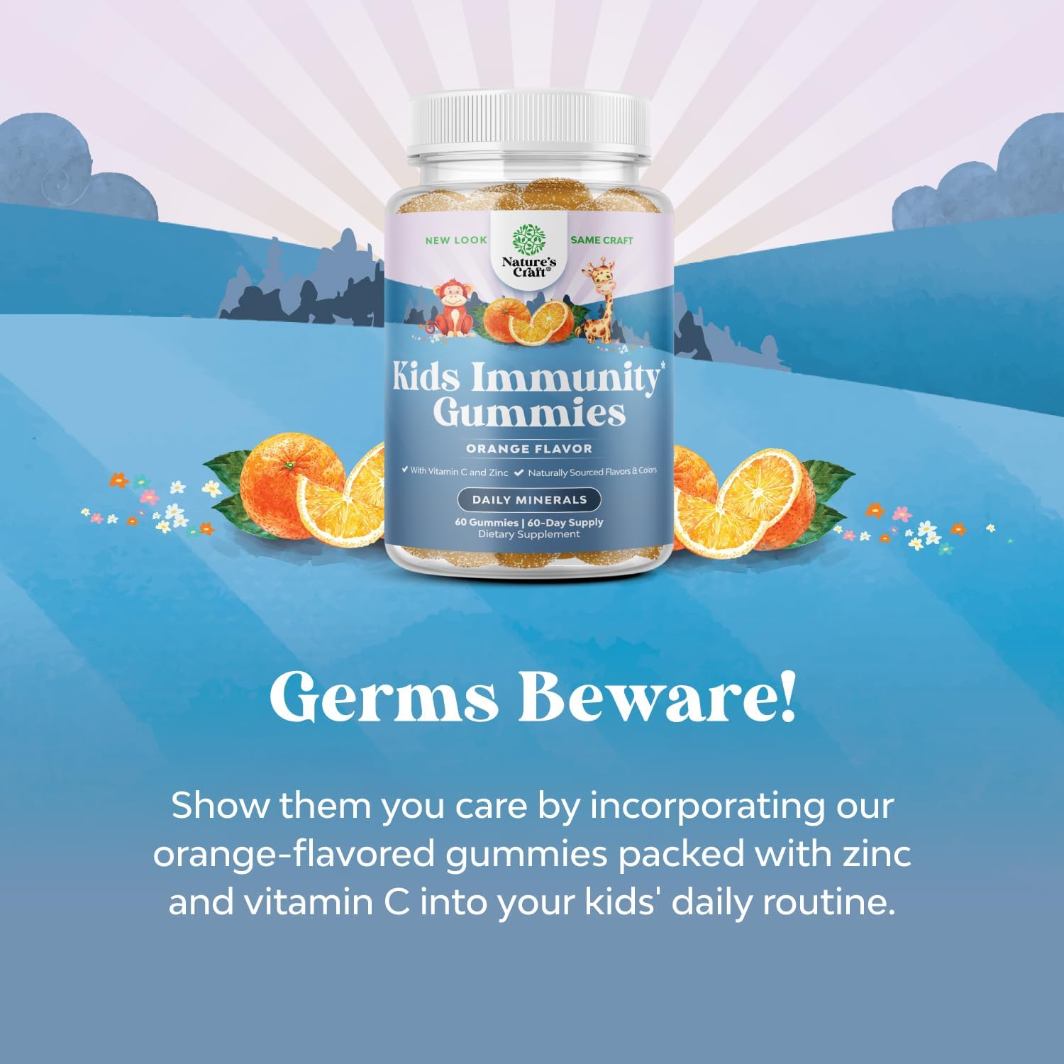 Delicious Vegan Kids Immunity Gummies with Vitamin C, Zinc, and Echinacea - Gluten-Free Chewable Supplement