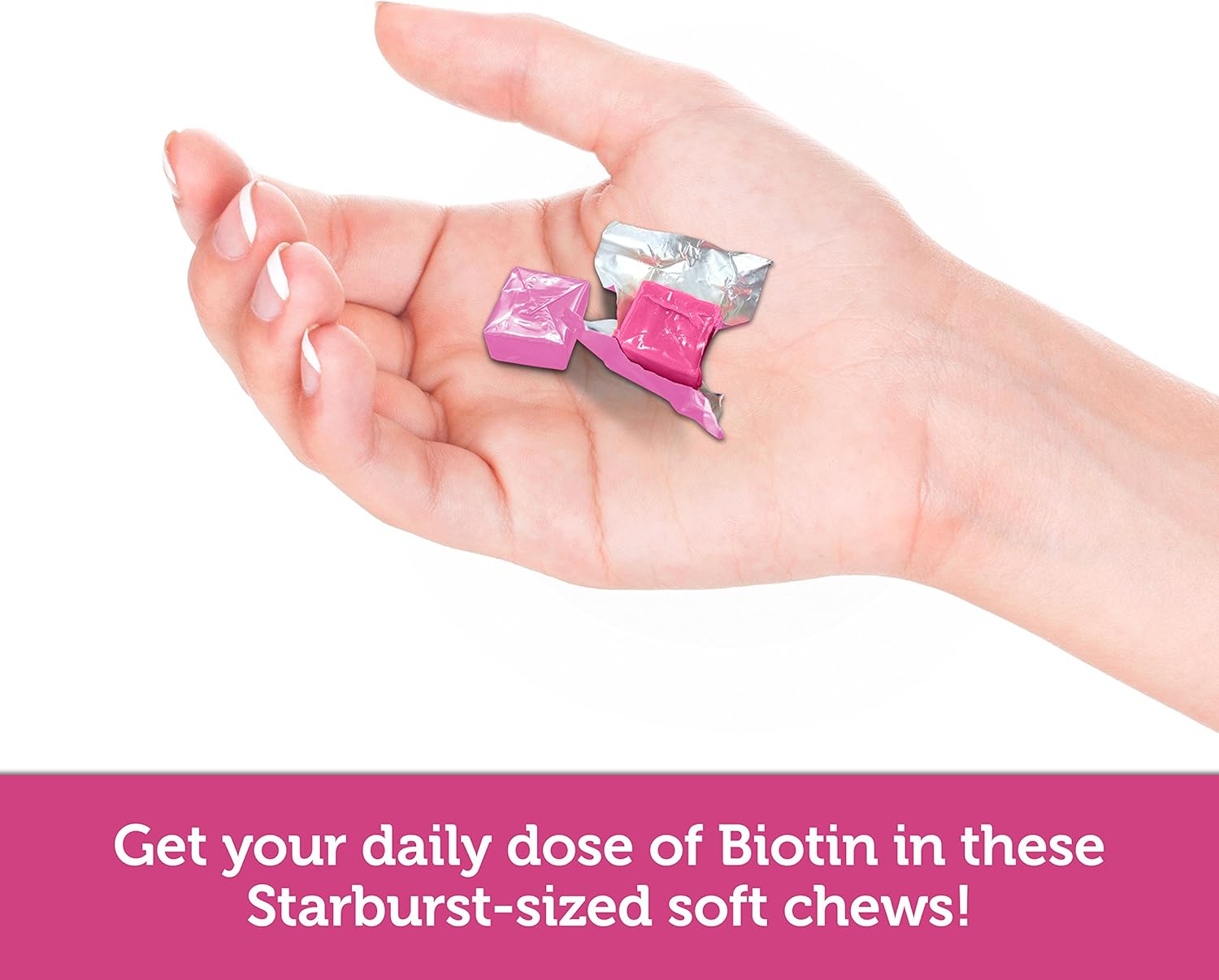 Delicious Wild Berry Biotin Soft Chews for Strong Nails, Lustrous Hair, and Glowing Skin - 30 Count