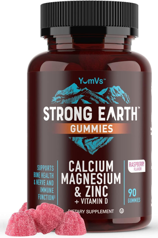 Delicious YUM-V'S Calcium, Magnesium, Zinc, and Vitamin D Gummies for Bone Health (90 Count)