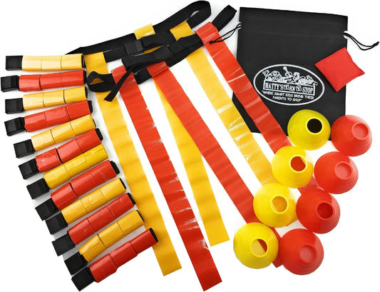 Deluxe 14-Man Flag Football Set with Tear Away Belts, Cones, Beanbag Flag & Storage Bag - Complete Kit by Matty's Toy Stop