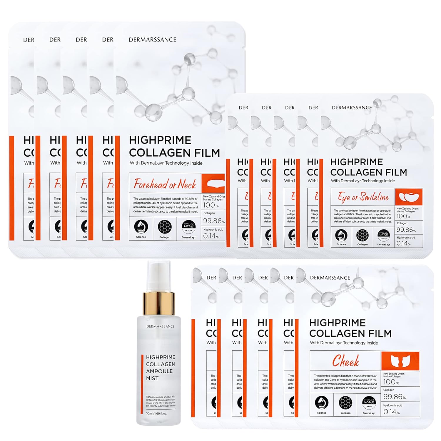 DERMARSSANCE Highprime Collagen Film & Mist Kit - Complete Set for 5 Sessions