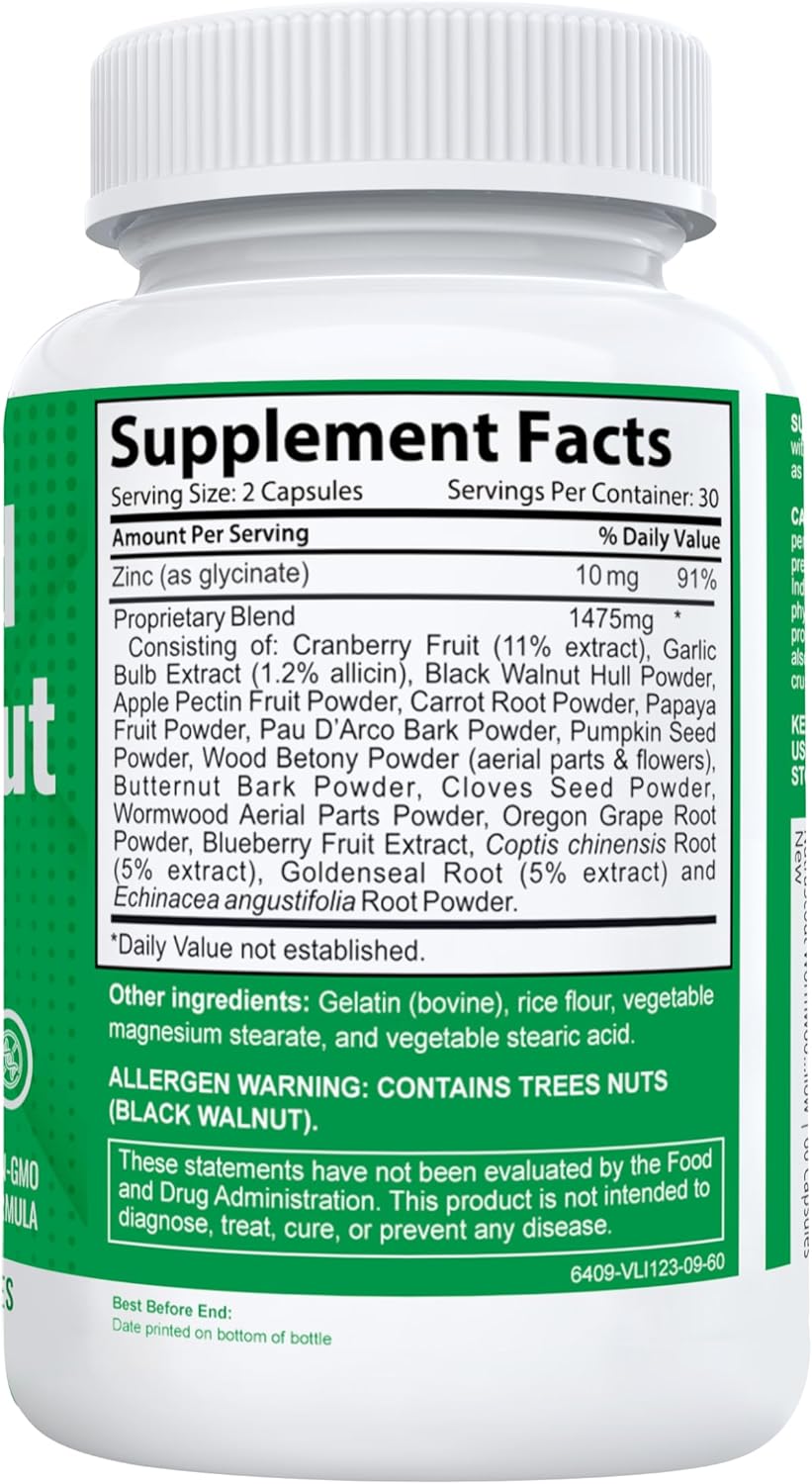 Detox Cleanse Capsules with Wormwood, Black Walnut & Clove | Lab Tested, USA Made, Non-GMO | Whole Body Cleansing Support | 60 Count