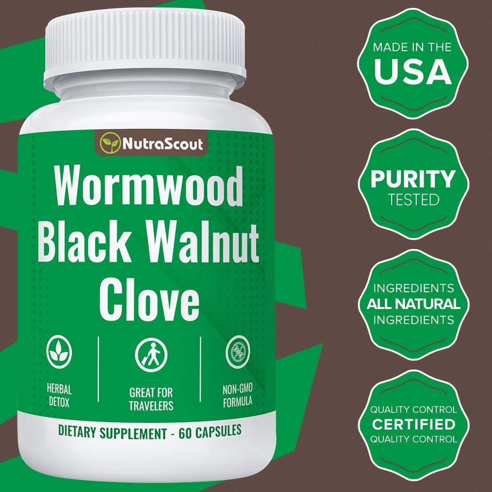 Detox Cleanse Capsules with Wormwood, Black Walnut & Clove | Lab Tested, USA Made, Non-GMO | Whole Body Cleansing Support | 60 Count